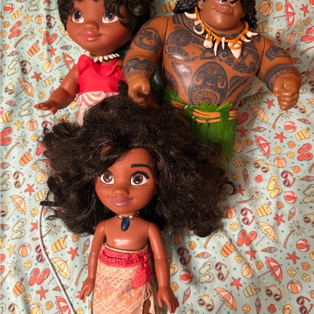 Disney Moana and Maui Doll Trio - Brown and Green
